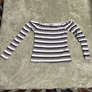 Charlotte Russe Black and White Ruffled Top